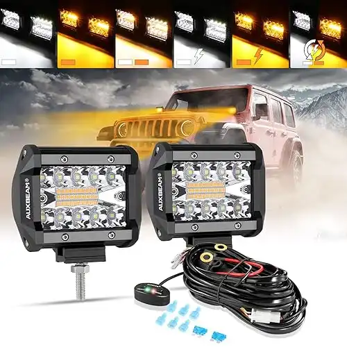 Auxbeam 4 Inch LED Pods Strobe Light Bar 120W