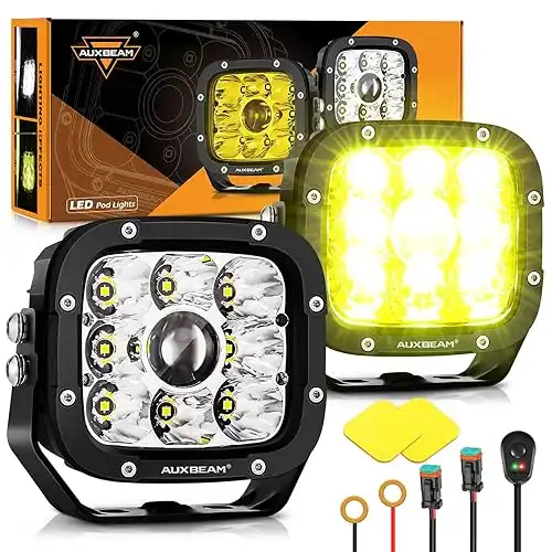 Auxbeam 5Inch Hyper Lens Spot Lights 110W Dual Color LED